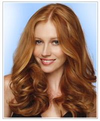 Model with long wavy red hair